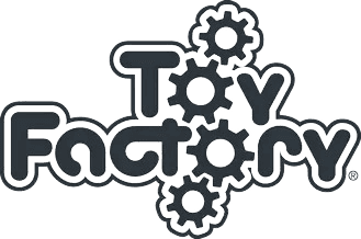 Toy Factory Logo Toy Factory logo with gears connected vertically.
