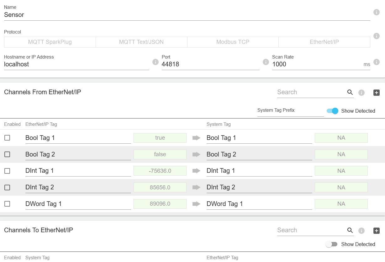 Viewing Sensor Data in Clarity Gateway Page displaying sensor data for a device in Clarity Gateway.